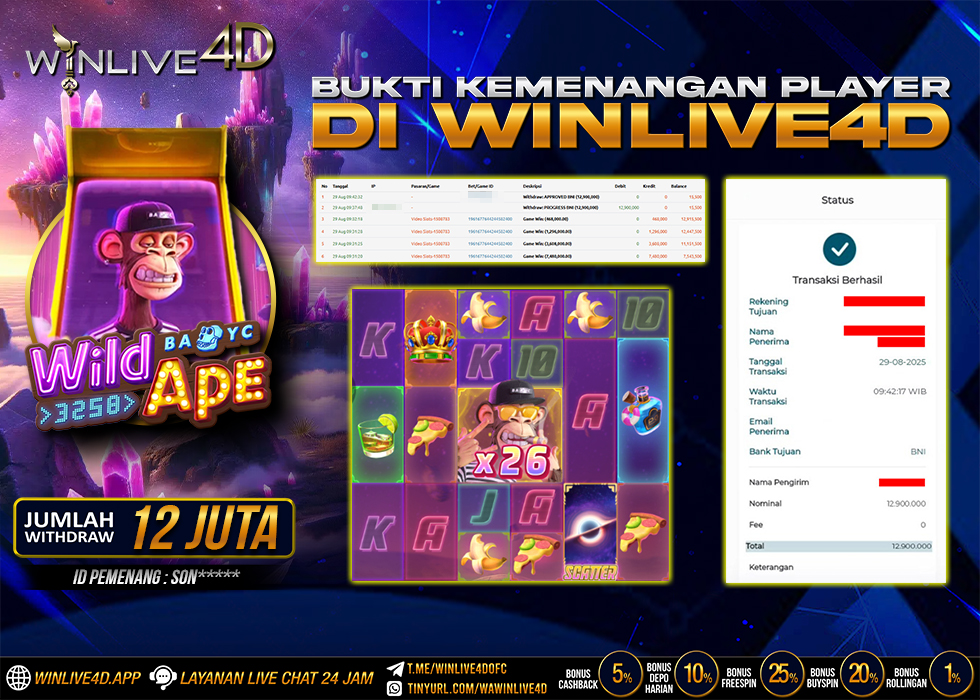 WINLIVE4D JACKPOT SLOT WILD APE