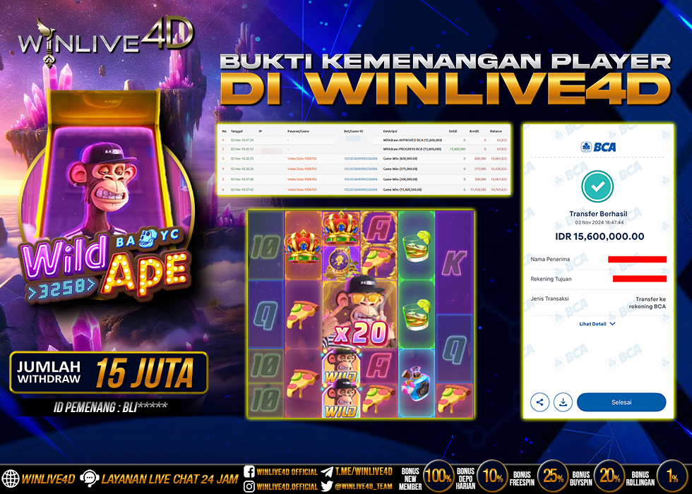 WINLIVE4D JACKPOT SLOT WILD APE