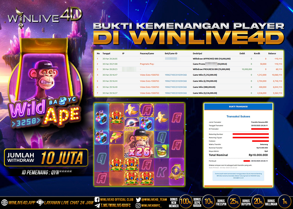 WINLIVE4D JACKPOT SLOT WILD APE