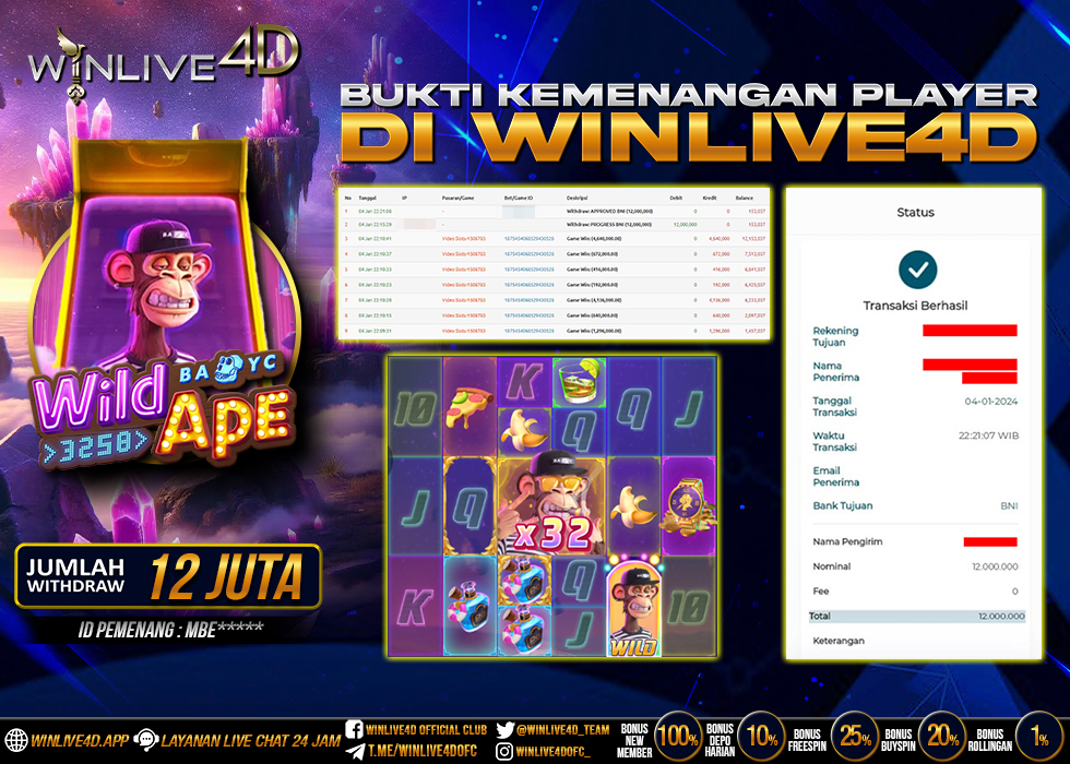 WINLIVE4D JACKPOT SLOT WILD APE