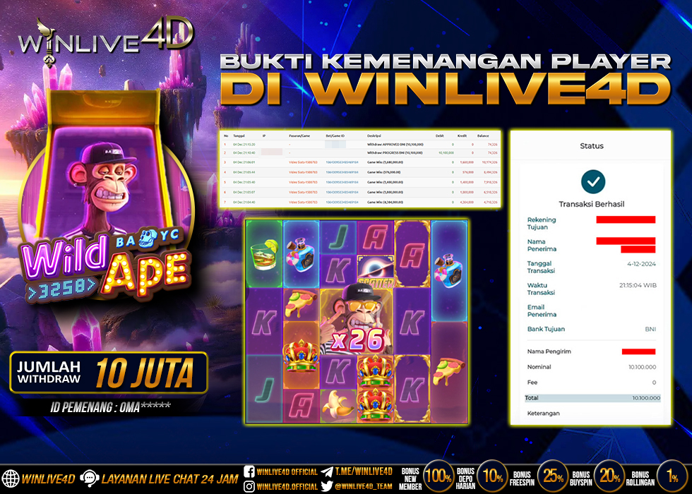 WINLIVE4D JACKPOT SLOT WILD APE