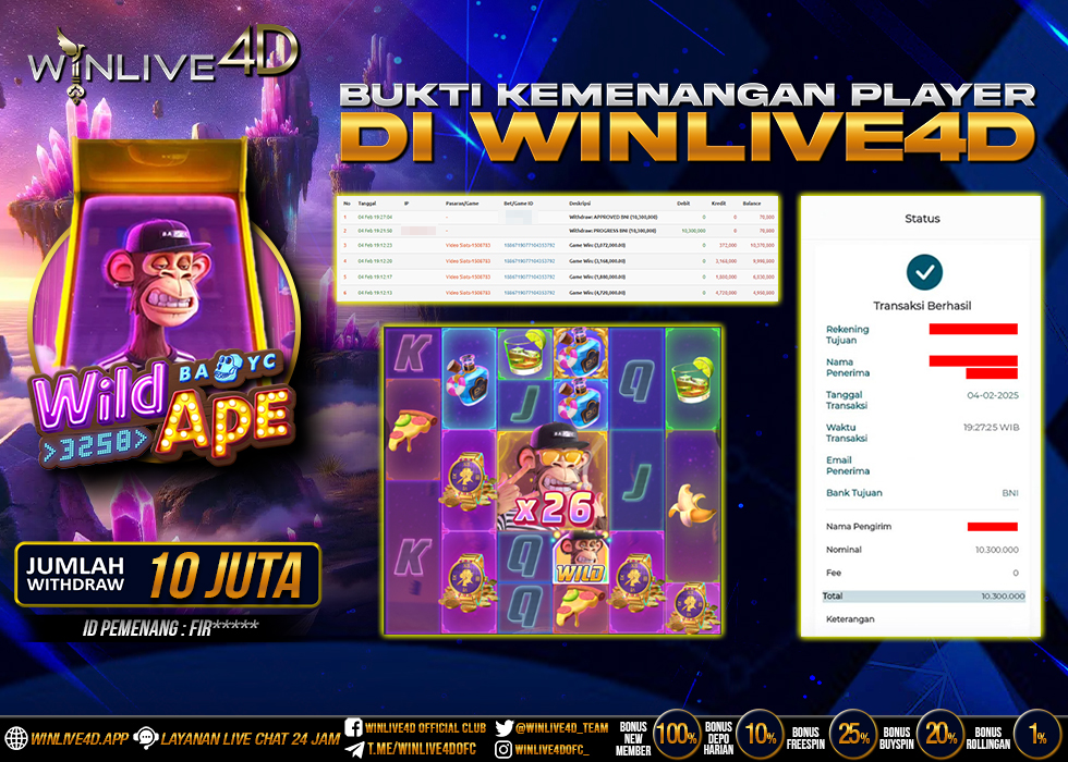 WINLIVE4D JACKPOT SLOT WILD APE