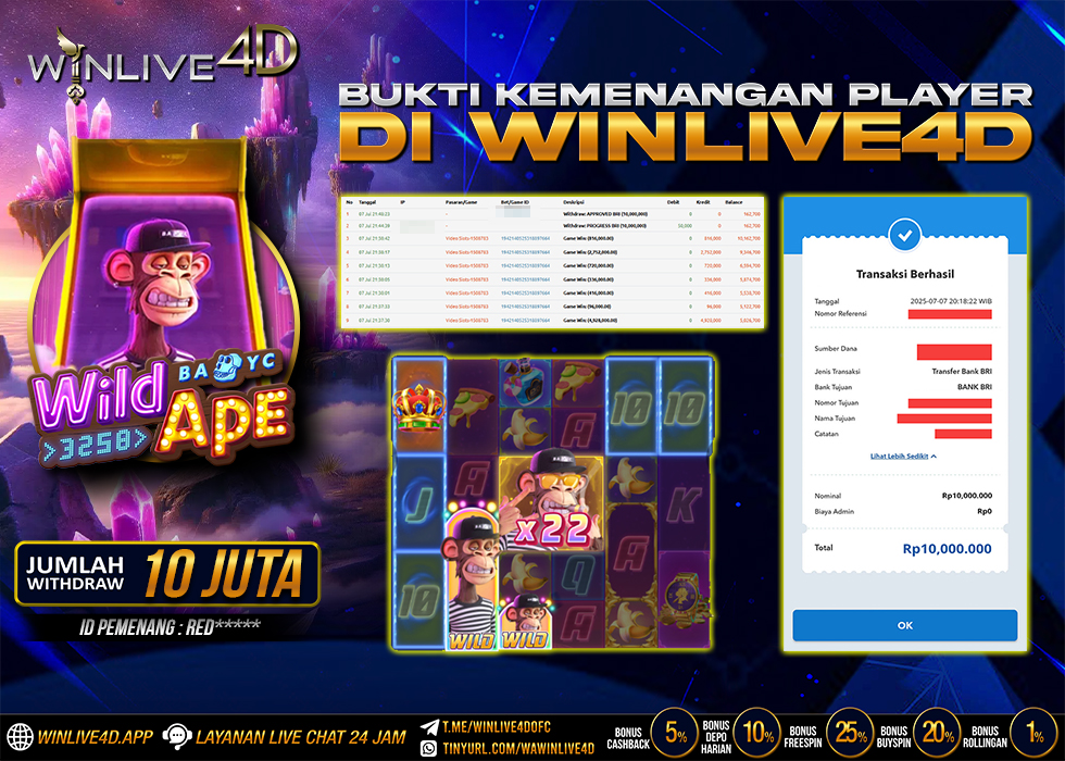 WINLIVE4D JACKPOT SLOT WILD APE