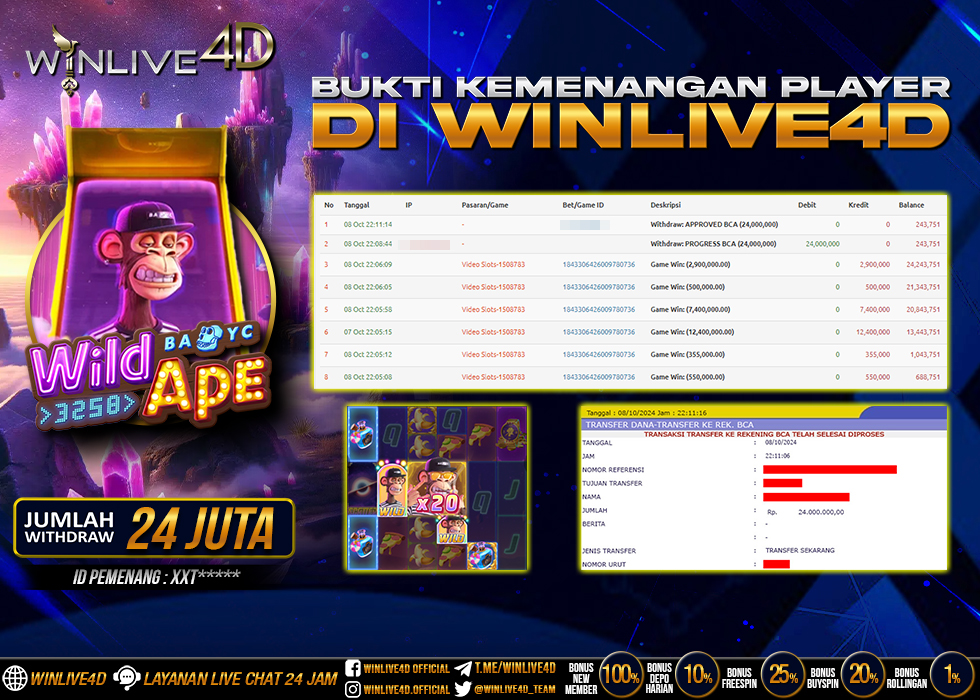 WINLIVE4D JACKPOT SLOT WILD APE