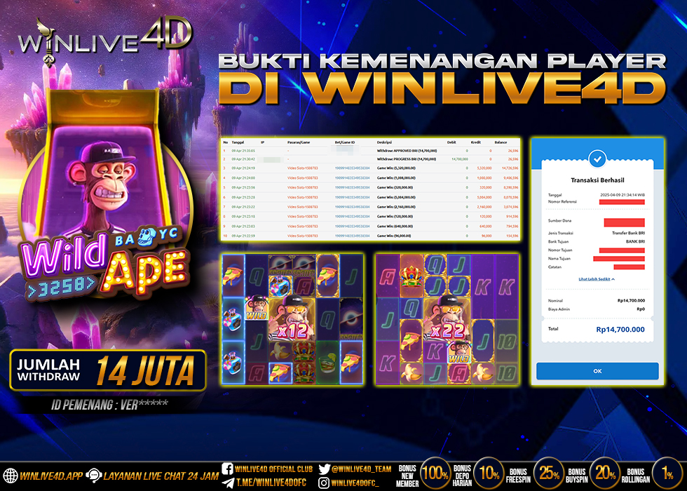 WINLIVE4D JACKPOT SLOT WILD APE