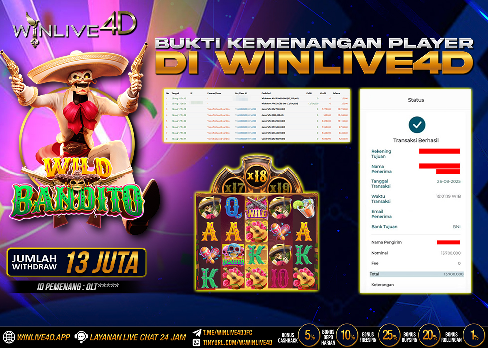 WINLIVE4D JACKPOT SLOT WILD BANDITO
