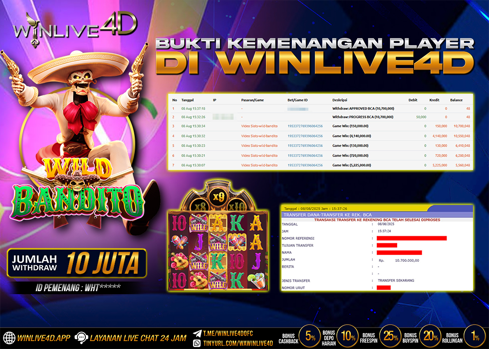 WINLIVE4D JACKPOT SLOT WILD BANDITO
