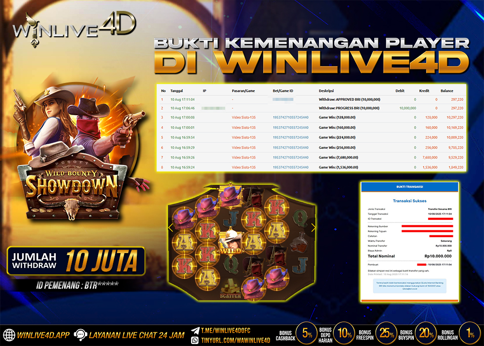 WINLIVE4D JACKPOT SLOT WILD BOUNTY SHOWDOWN