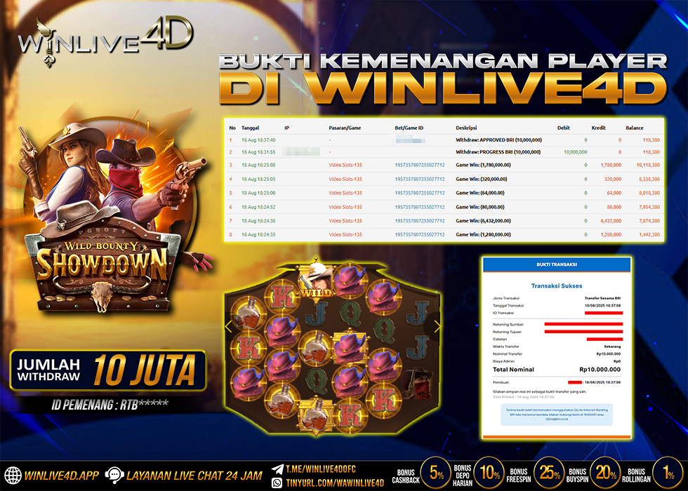 WINLIVE4D JACKPOT SLOT WILD BOUNTY SHOWDOWN