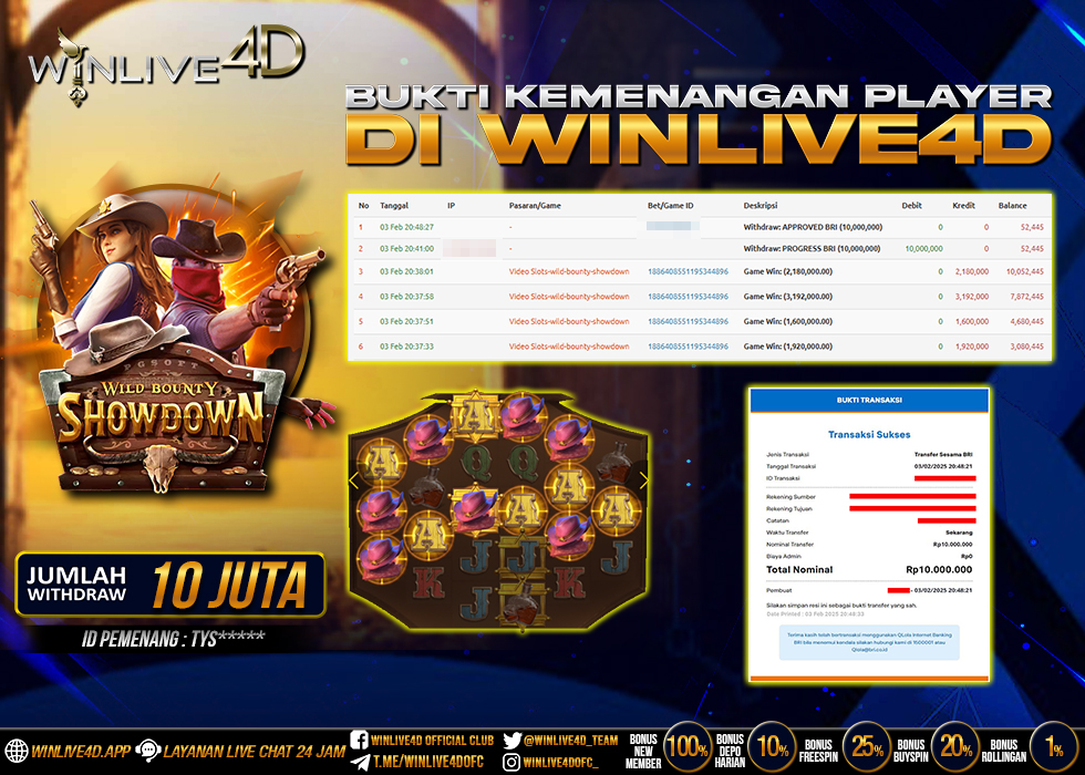 WINLIVE4D JACKPOT SLOT WILD BOUNTY SHOWDOWN