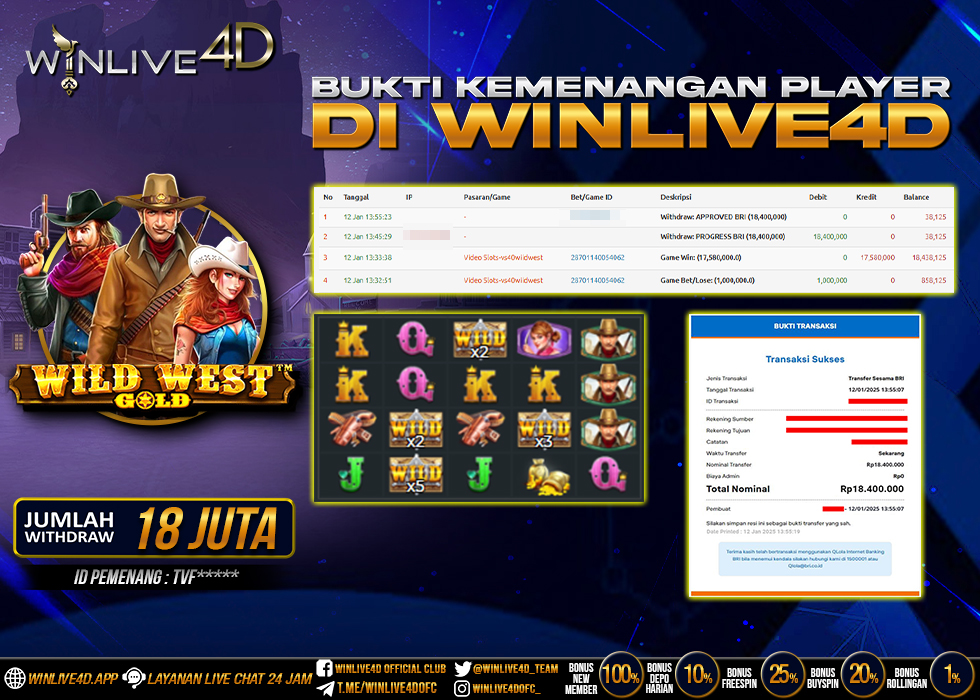 WINLIVE4D JACKPOT SLOT WILD WEST GOLD