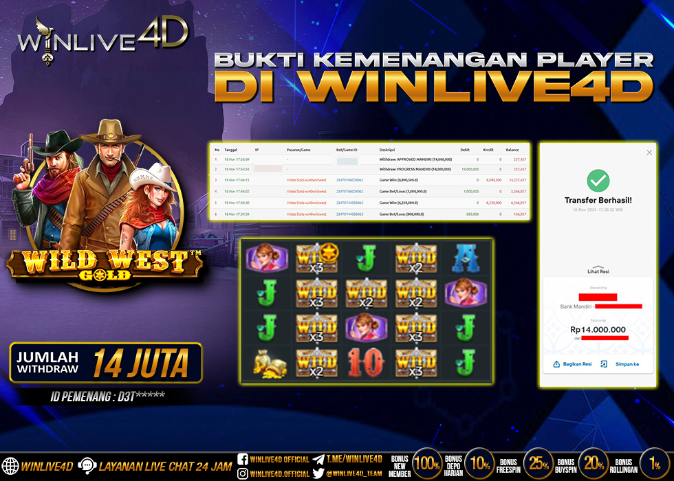 WINLIVE4D JACKPOT SLOT WILD WEST GOLD