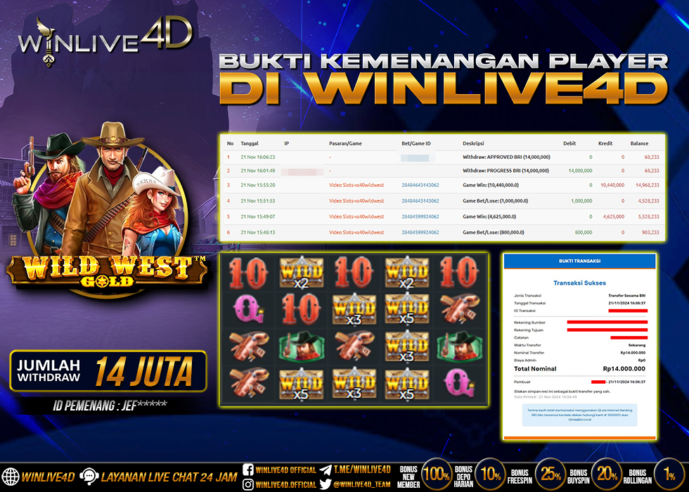 WINLIVE4D JACKPOT SLOT WILD WEST GOLD