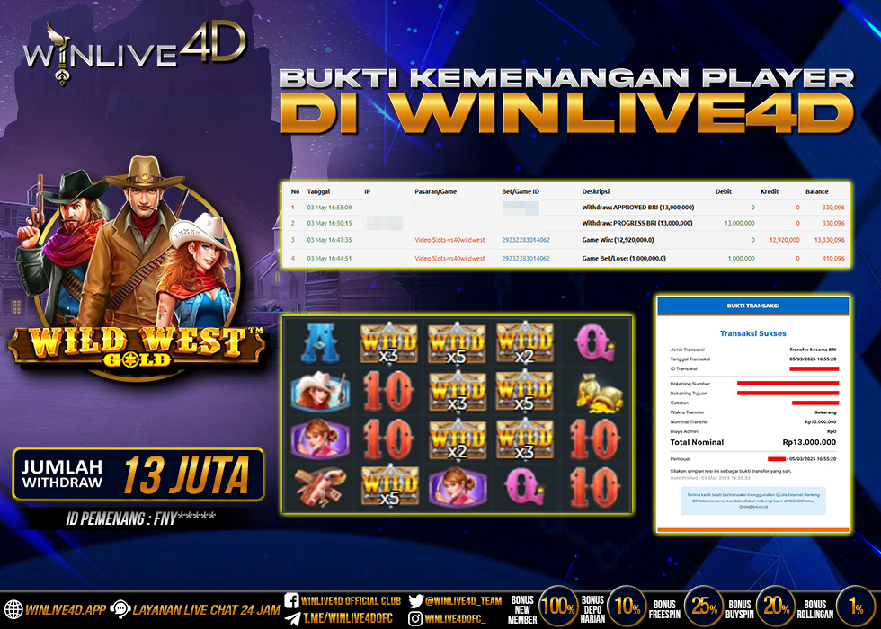 WINLIVE4D JACKPOT SLOT WILD WEST GOLD