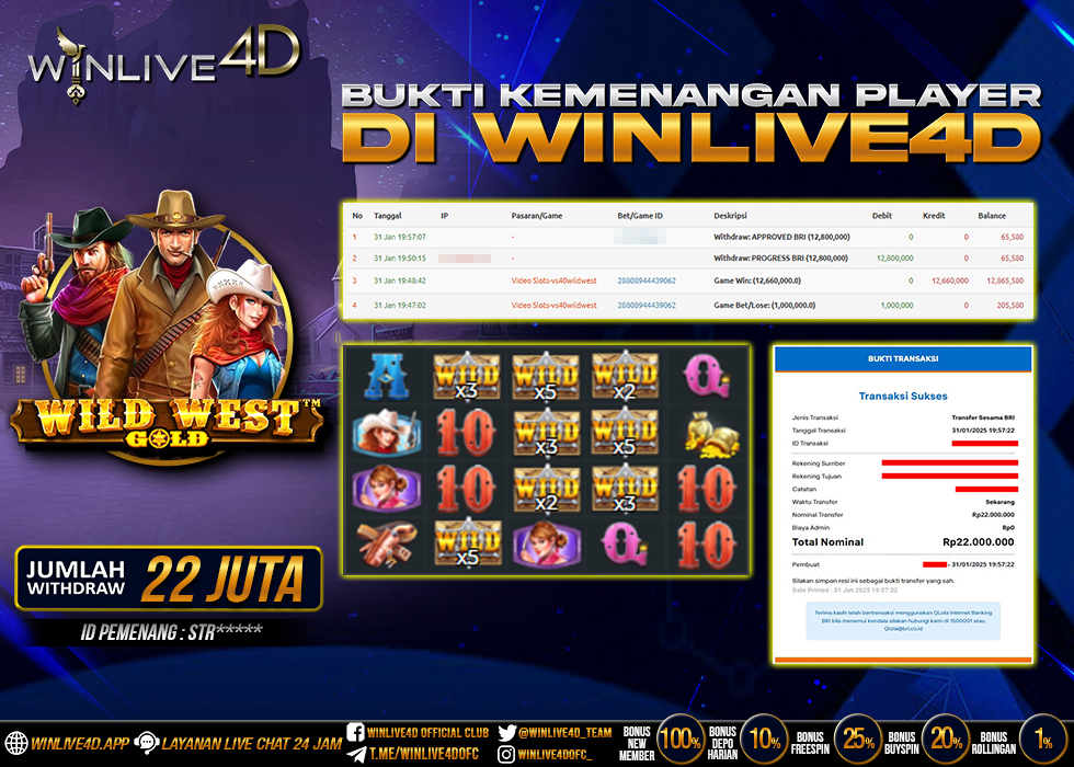 WINLIVE4D JACKPOT SLOT WILD WEST GOLD