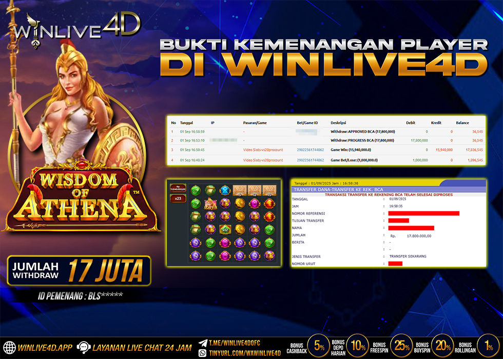 WINLIVE4D JACKPOT WISDOM OF ATHENA