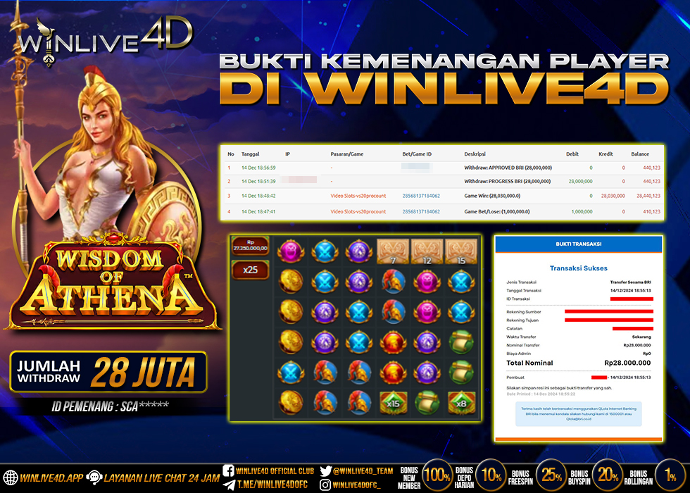 WINLIVE4D JACKPOT WISDOM OF ATHENA