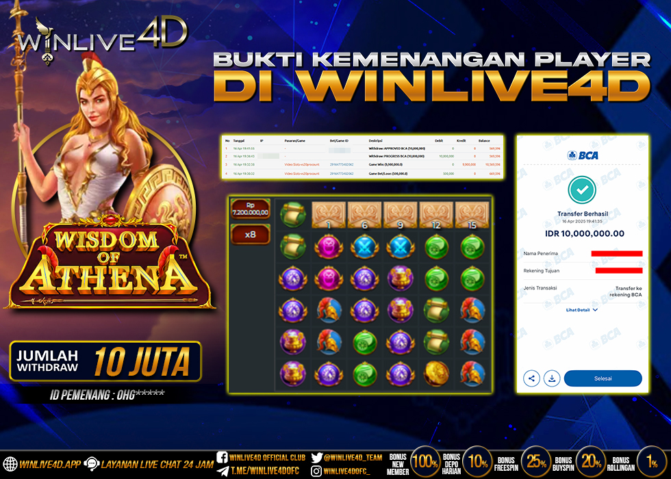 WINLIVE4D JACKPOT WISDOM OF ATHENA