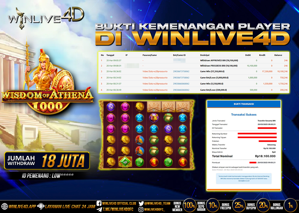 WINLIVE4D JACKPOT WISDOM OF ATHENA 1000