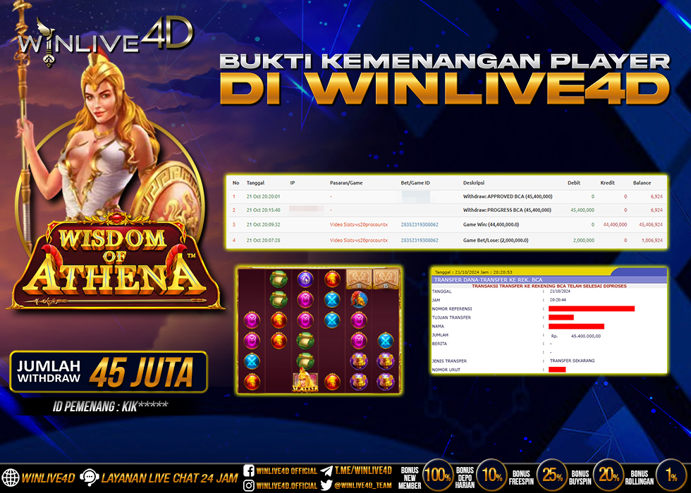 WINLIVE4D JACKPOT WISDOM OF ATHENA
