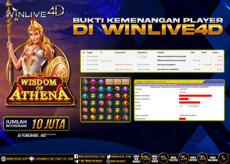 WINLIVE4D JACKPOT WISDOM OF ATHENA
