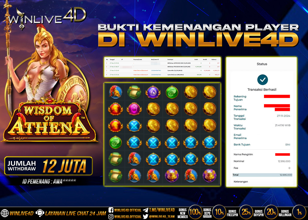 WINLIVE4D JACKPOT WISDOM OF ATHENA