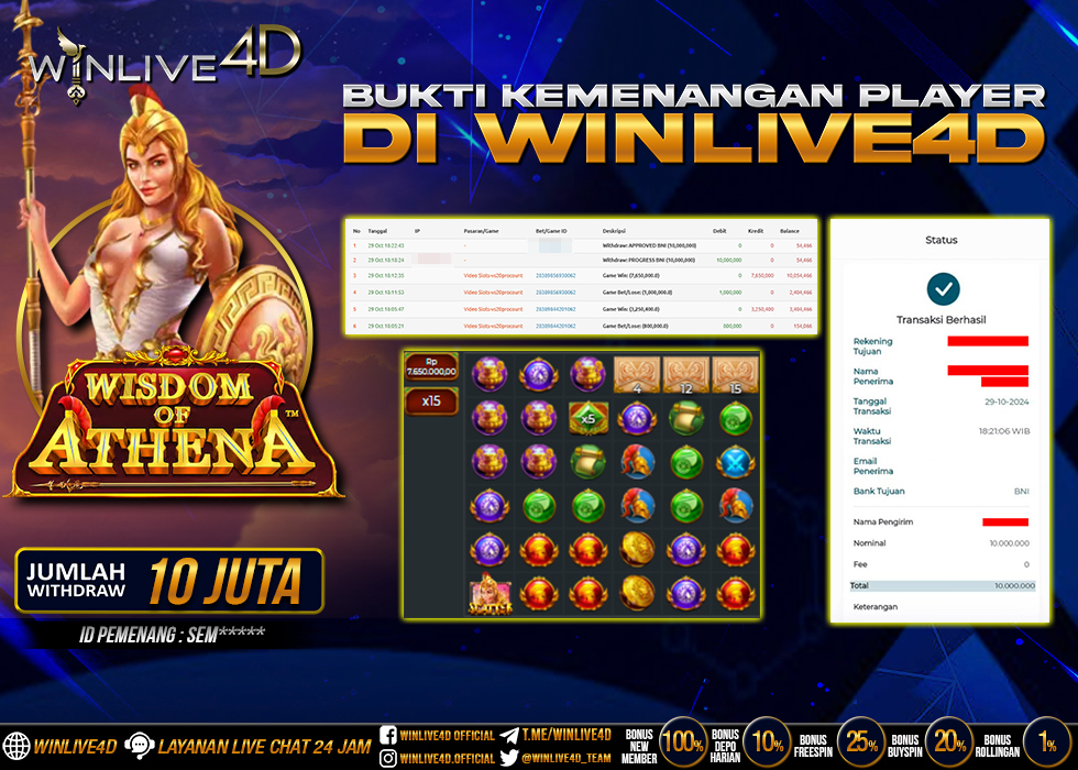 WINLIVE4D JACKPOT WISDOM OF ATHENA