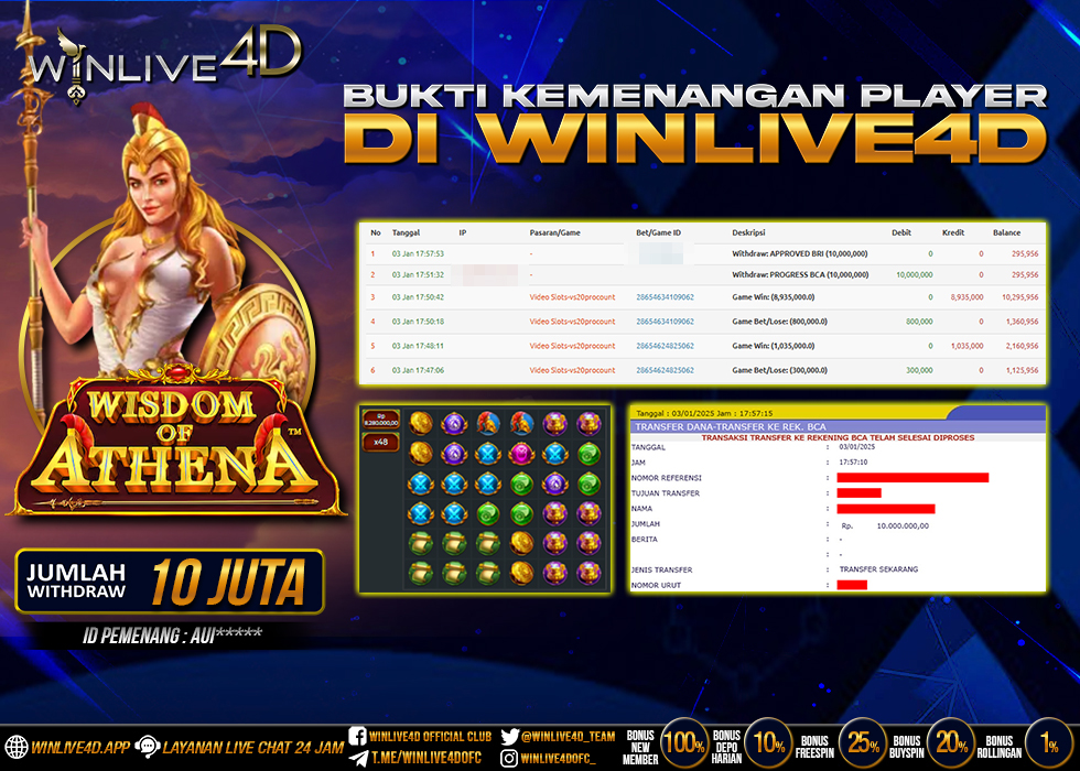 WINLIVE4D JACKPOT WISDOM OF ATHENA