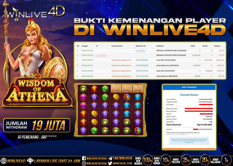 WINLIVE4D JACKPOT WISDOM OF ATHENA