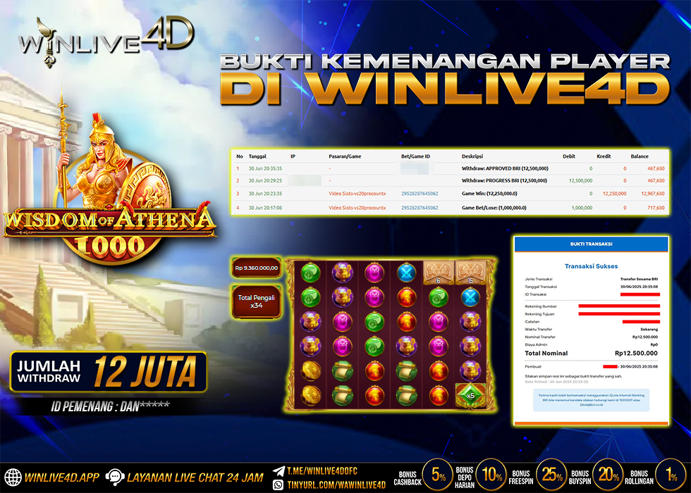 WINLIVE4D JACKPOT WISDOM OF ATHENA