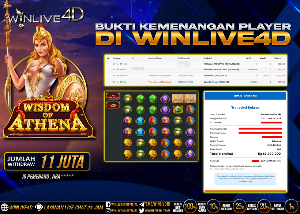 WINLIVE4D JACKPOT WISDOM OF ATHENA