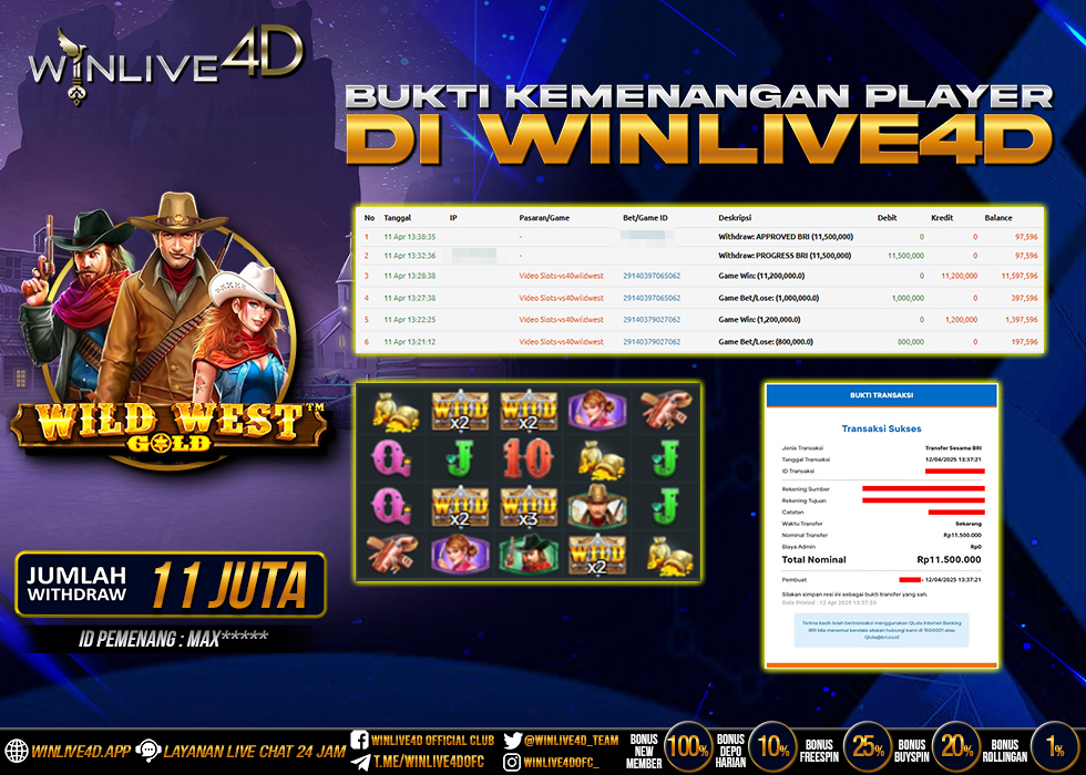 WINLIVE4D JACKPOT SLOT WILD WEST GOLD