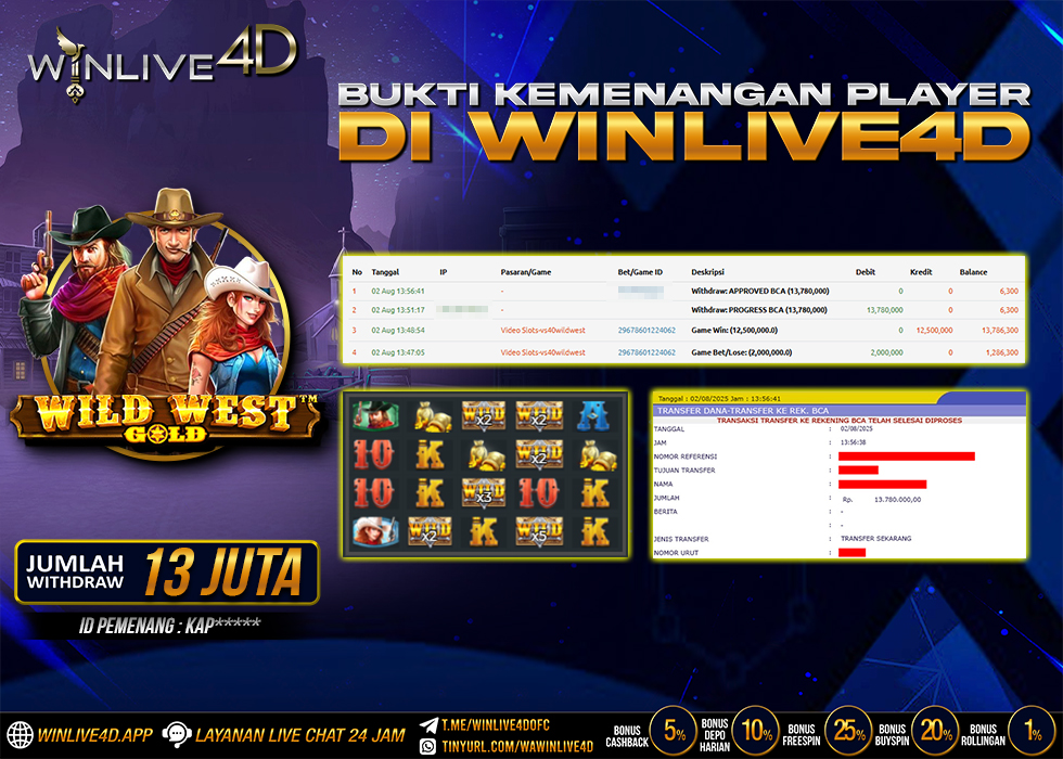 WINLIVE4D JACKPOT SLOT WILD WEST GOLD