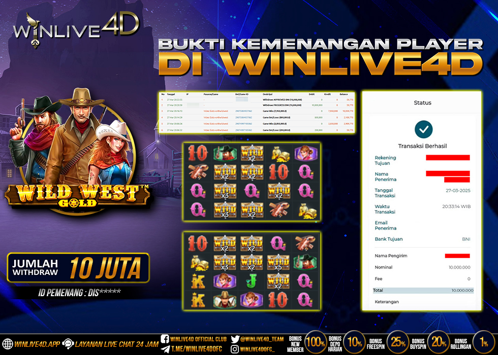 WINLIVE4D JACKPOT SLOT WILD WEST GOLD