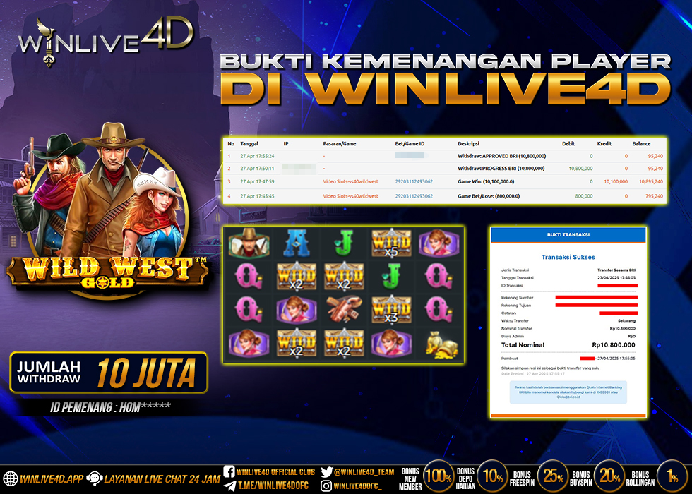 WINLIVE4D JACKPOT SLOT WILD WEST GOLD