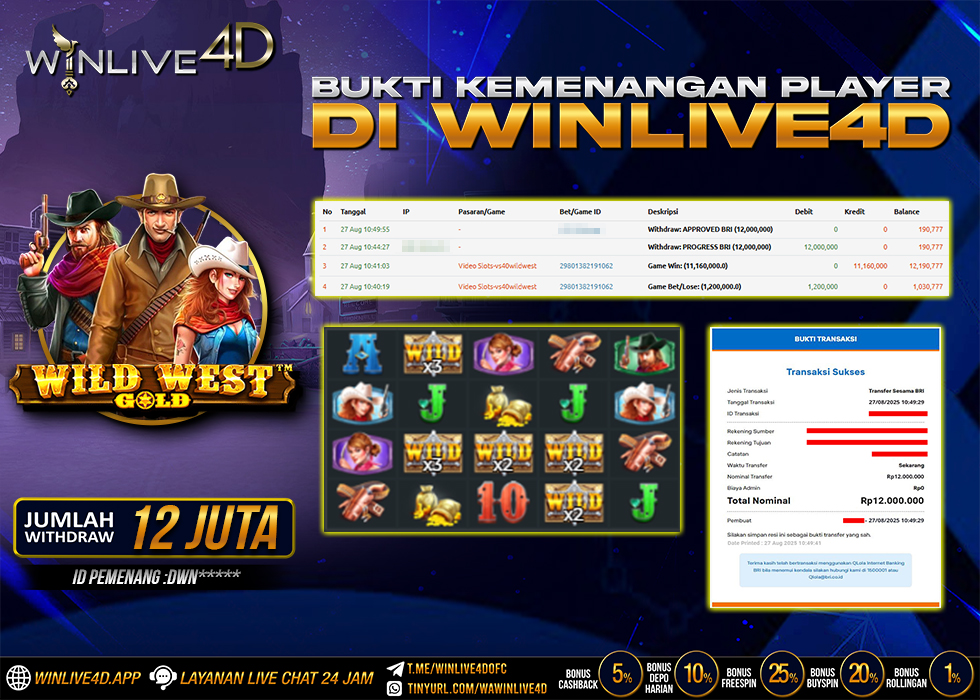 WINLIVE4D JACKPOT SLOT WILD WEST GOLD