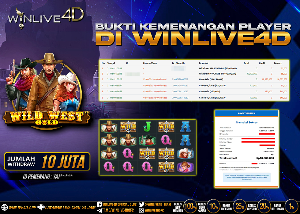 WINLIVE4D JACKPOT SLOT WILD WEST GOLD