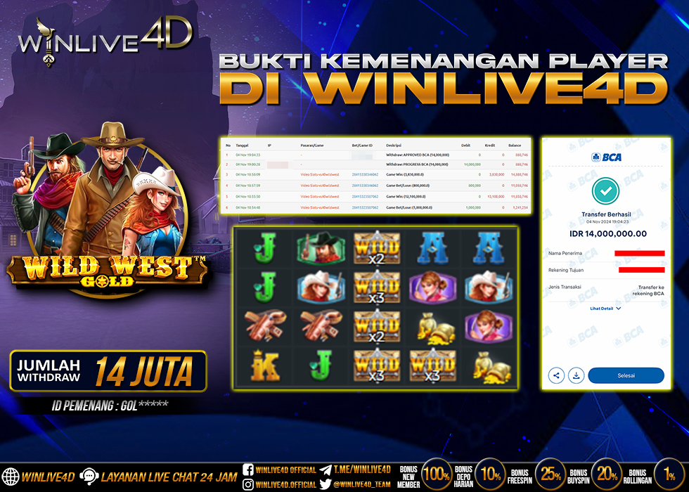 WINLIVE4D JACKPOT SLOT WILD WEST GOLD