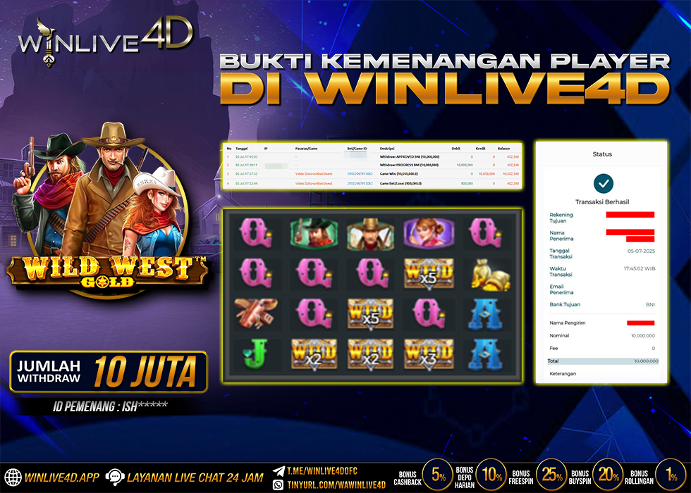 WINLIVE4D JACKPOT SLOT WILD WEST GOLD