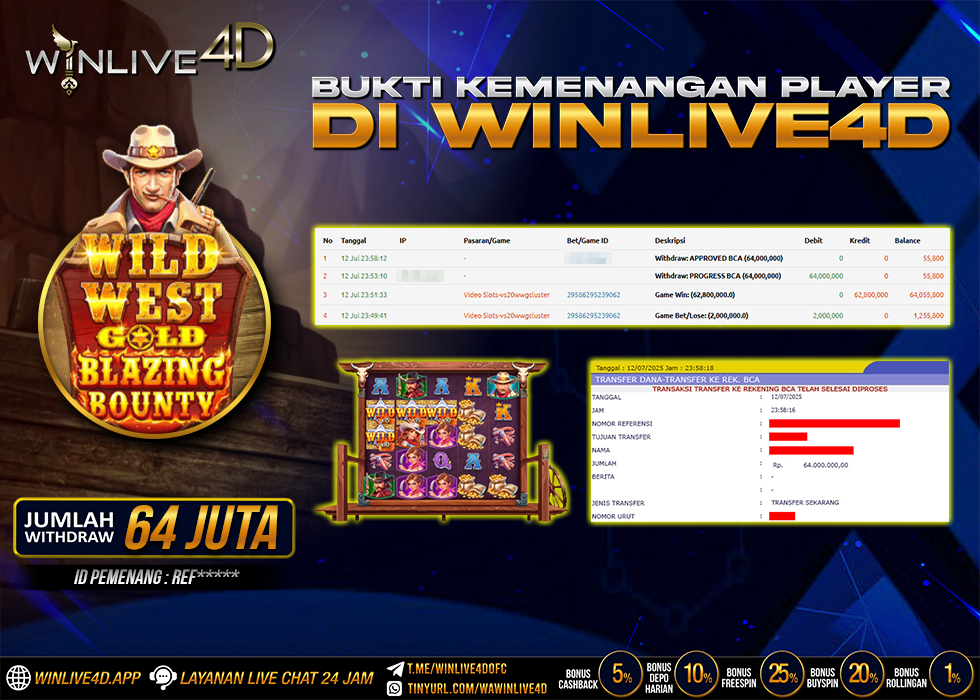 WINLIVE4D JACKPOT SLOT WILD WEST GOLD BLAZING BOUNTY