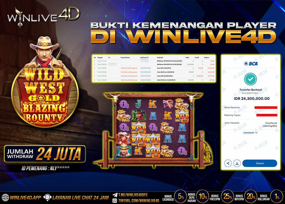 WINLIVE4D JACKPOT SLOT WILD WEST GOLD BLAZING BOUNTY