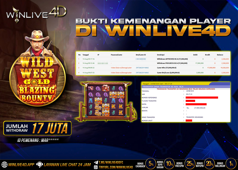 WINLIVE4D JACKPOT SLOT WILD WEST GOLD BLAZING BOUNTY
