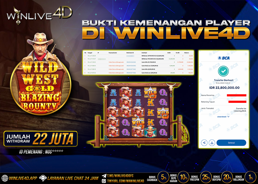 WINLIVE4D JACKPOT SLOT WILD WEST GOLD BLAZING BOUNTY