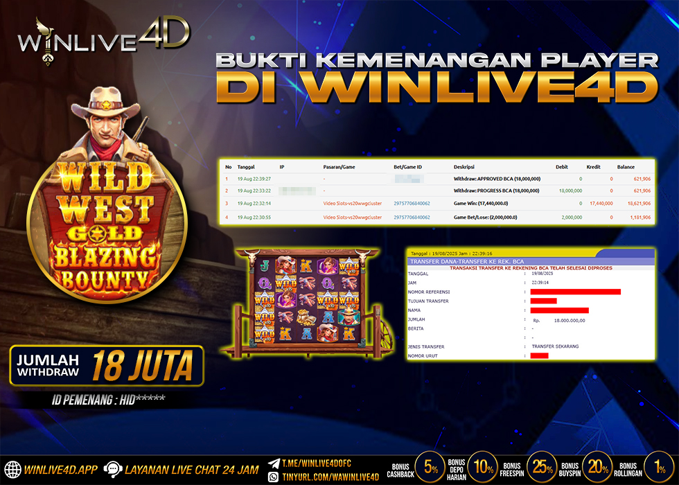 WINLIVE4D JACKPOT SLOT WILD WEST GOLD BLAZING BOUNTY