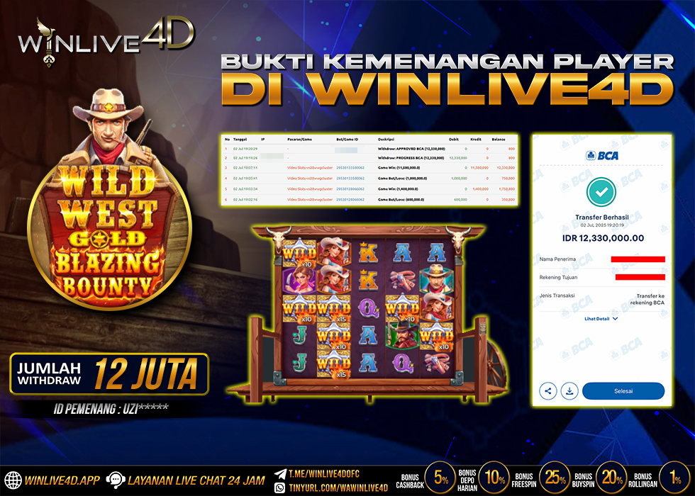 WINLIVE4D JACKPOT SLOT WILD WEST GOLD BLAZING BOUNTY