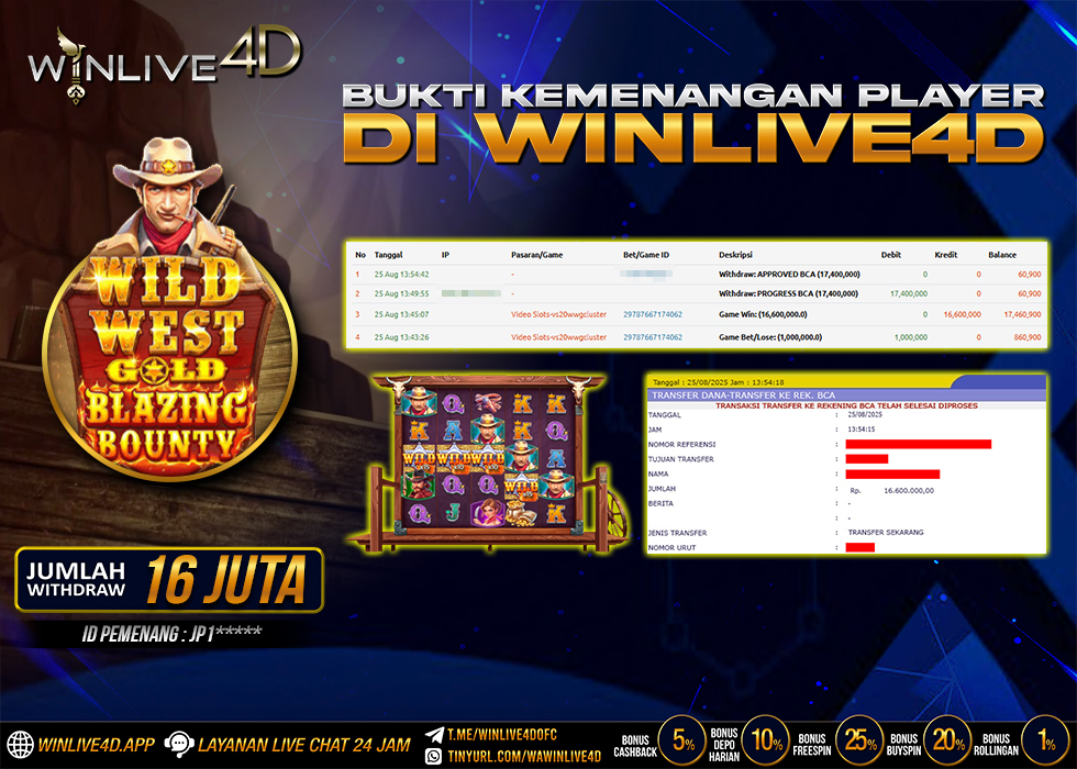 WINLIVE4D JACKPOT SLOT WILD WEST GOLD BLAZING BOUNTY