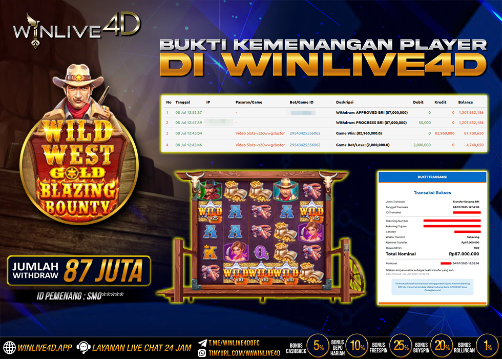 WINLIVE4D JACKPOT SLOT WILD WEST GOLD BLAZING BOUNTY