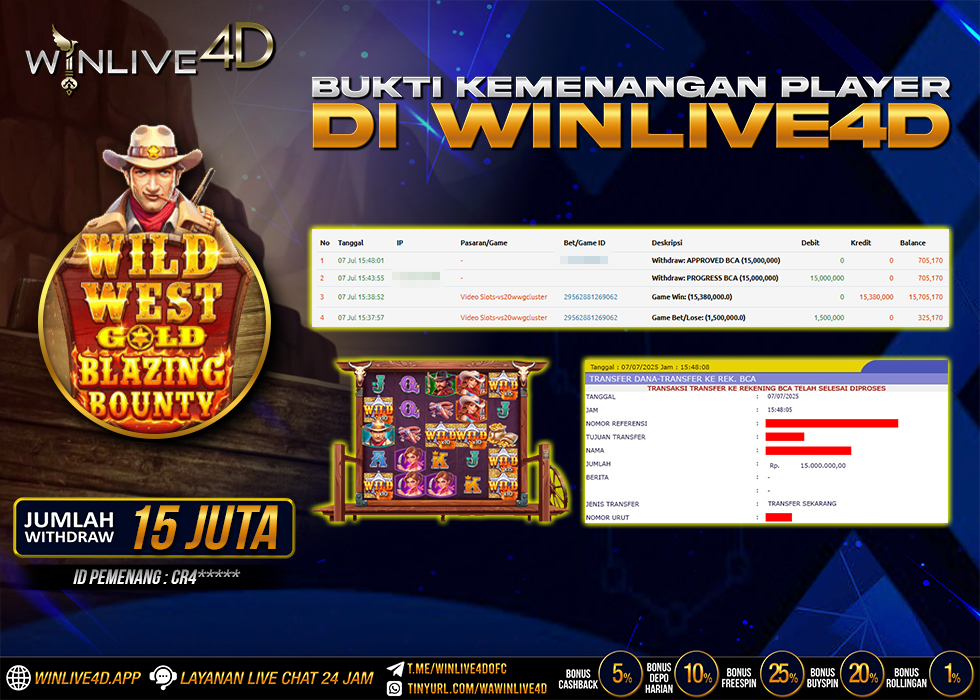 WINLIVE4D JACKPOT SLOT WILD WEST GOLD BLAZING BOUNTY