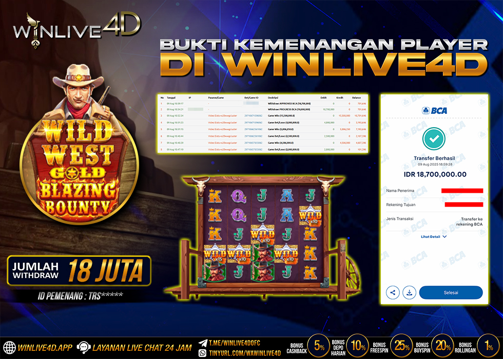 WINLIVE4D JACKPOT SLOT WILD WEST GOLD BLAZING BOUNTY