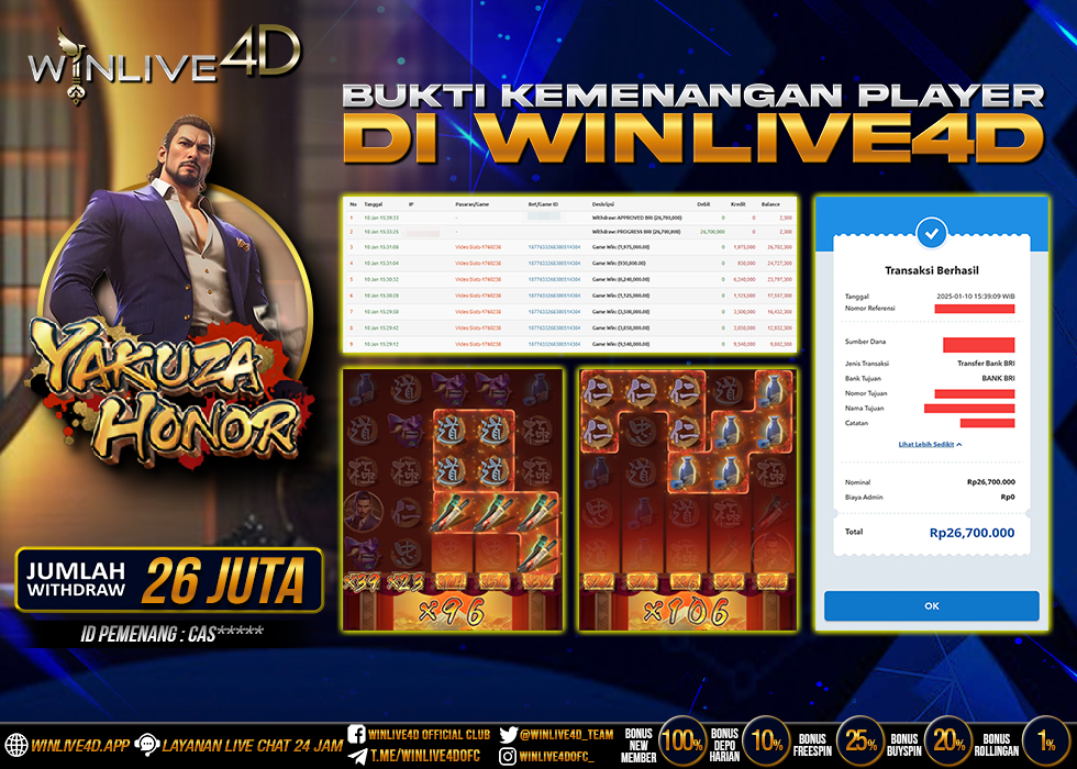 WINLIVE4D JACKPOT SLOT YAKUZA HONOR